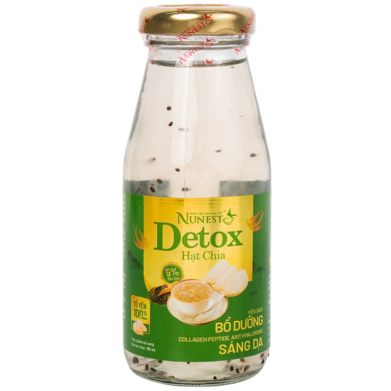 Nước Yến Sào Cao Cấp Nunest Detox Hạt Chia 5% Yến (6 chai x 185ml)