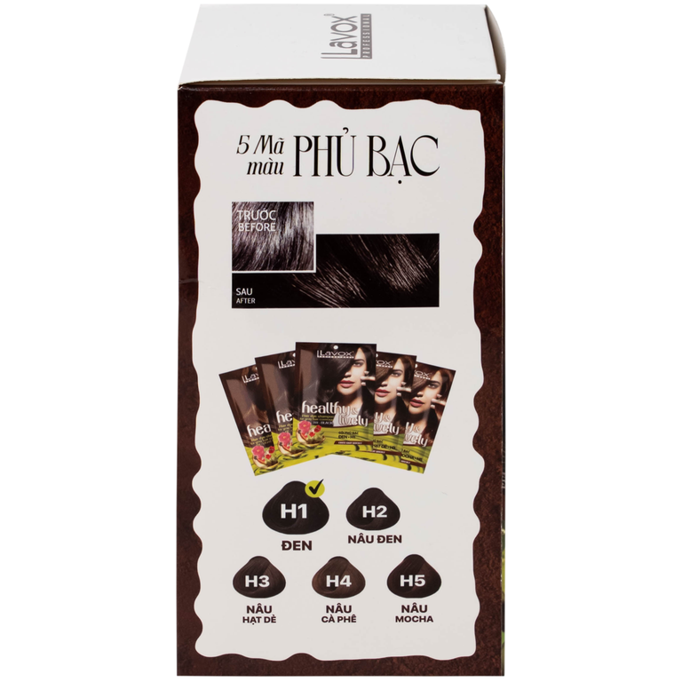 Gội phủ bạc Healthy&Lively Color Shampoo Lavox H1 màu đen tự nhiên (10 gói x 30ml)