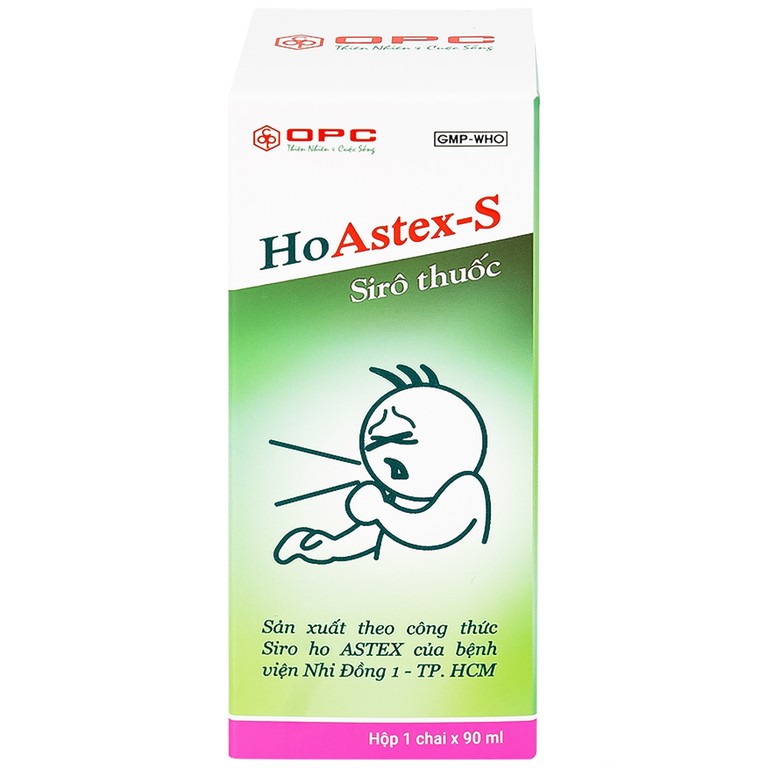 Siro HoAstex-S 90ml OPC dùng trị ho, giảm ho trong viêm họng, viêm phế quản
