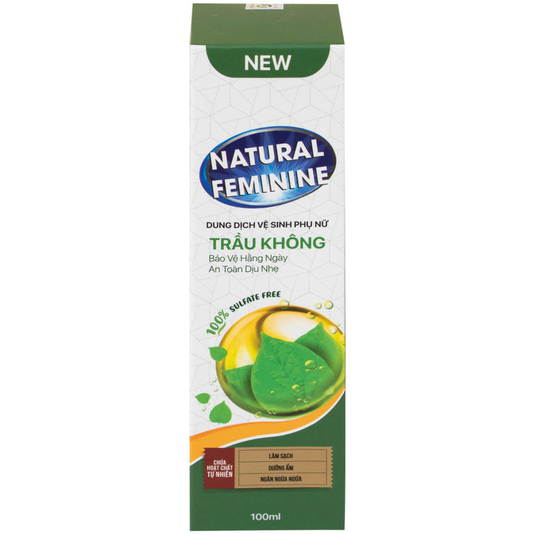 Dung dịch vệ sinh phụ nữ Natural Feminine Lá Trầu Không vệ sinh nhẹ nhàng, kháng khuẩn (100ml)