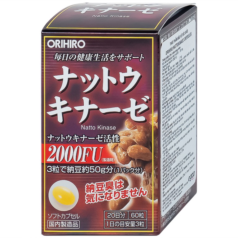 Viên nang Orihiro Nattokinase hỗ trợ giảm nguy cơ huyết khối (60 viên)