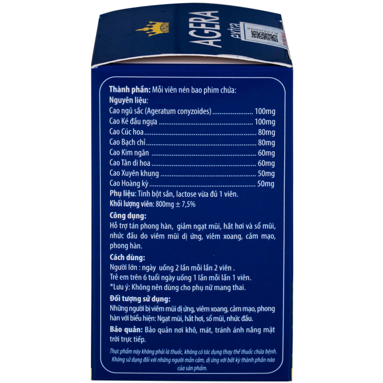 Viên uống Agera Extra Kingphar hỗ trợ giảm ngạt mũi, hắt hơi (60 viên)