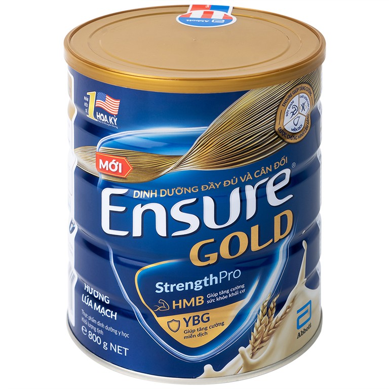 Sữa bột Ensure Gold StrengthPro Abbott hương lúa mạch tăng cường sức khỏe khối cơ, tăng miễn dịch (800g)