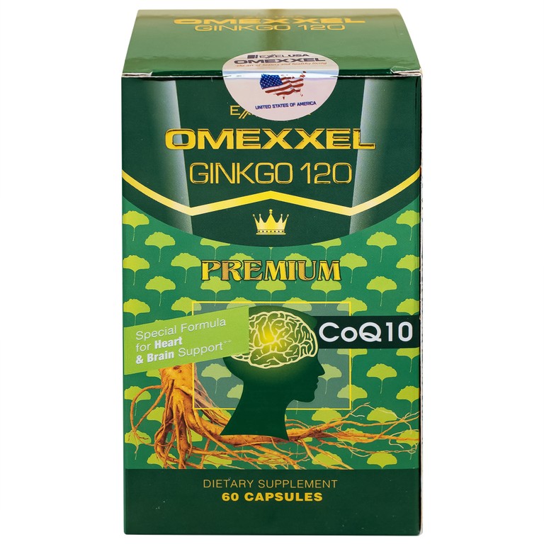 Viên uống Omexxel Ginkgo 120 Premium hỗ trợ tốt cho não và tim mạch (60 viên)