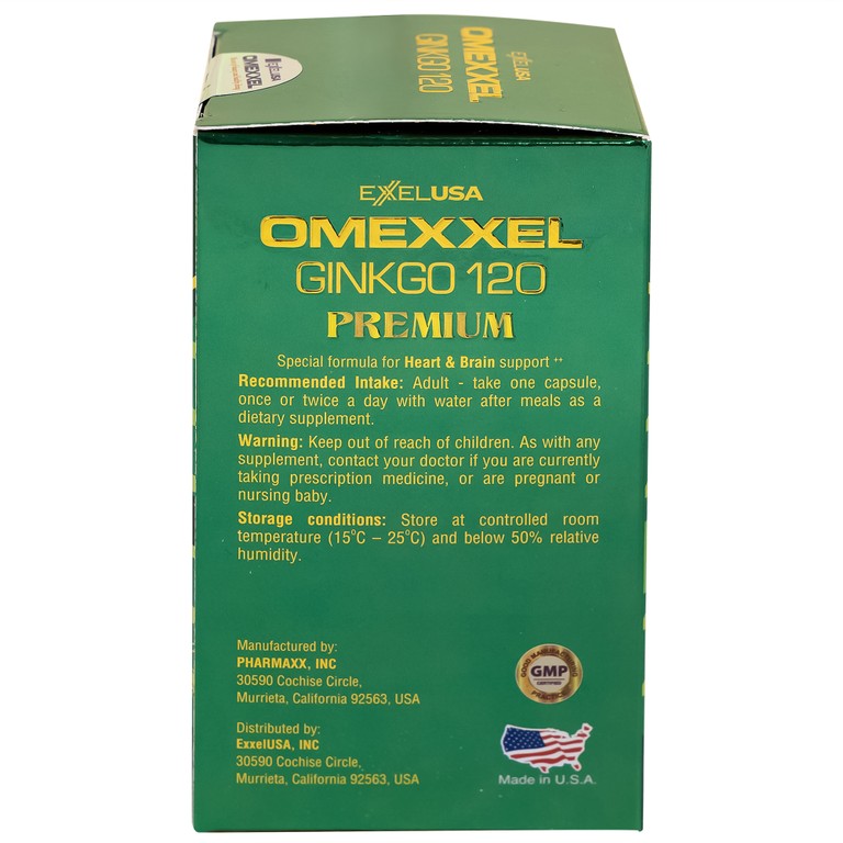 Viên uống Omexxel Ginkgo 120 Premium hỗ trợ tốt cho não và tim mạch (60 viên)