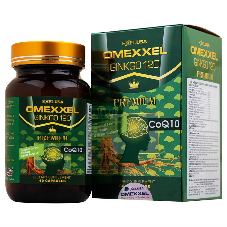 Viên uống Omexxel Ginkgo 120 Premium hỗ trợ tốt cho não và tim mạch (60 viên)