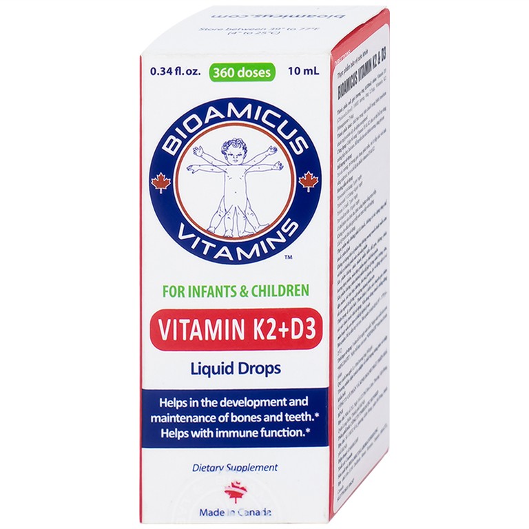 Dung dịch Biomicus For Infants And Children Vitamin K2 And D3 hỗ trợ tốt cho xương, răng của bé (10ml)