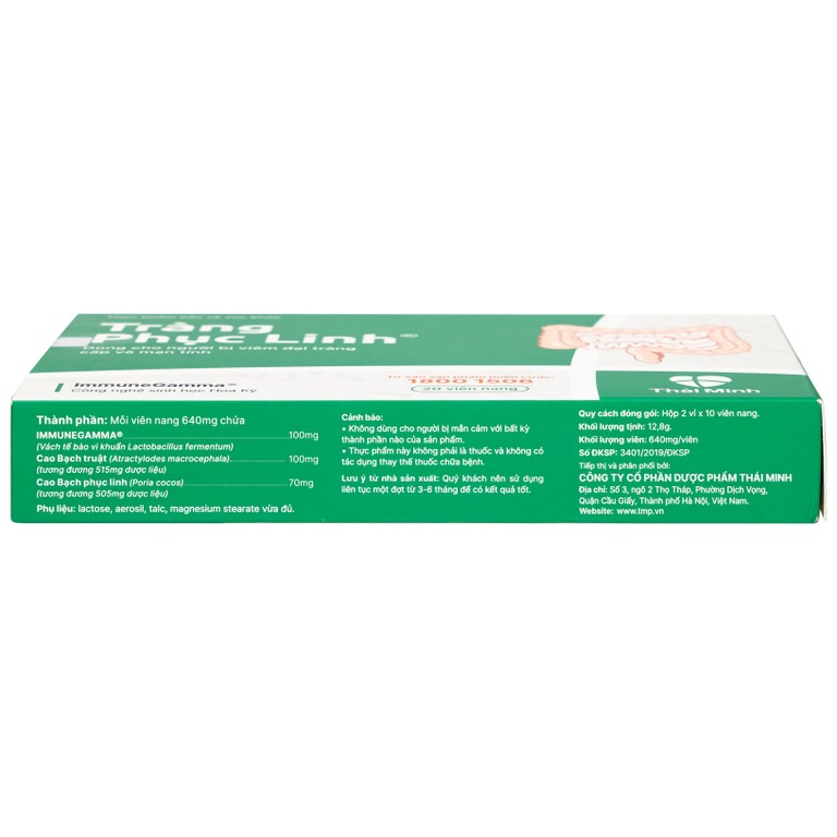 Viên uống Tràng Phục Linh Thái Minh dùng cho người bị viêm đại tràng cấp và mạn tính (2 vỉ x 10 viên)