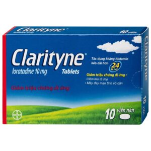 Thuốc Clarityne 10mg Bayer giảm các triệu chứng do viêm mũi dị ứng và mày đay mạn tính vô căn (1 vỉ x 10 viên)