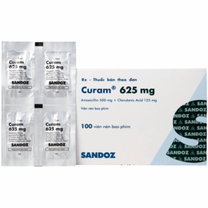 Thuốc Curam 625mg Sandoz điều trị nhiễm khuẩn do các vi khuẩn nhạy cảm (25 vỉ x 4 viên)