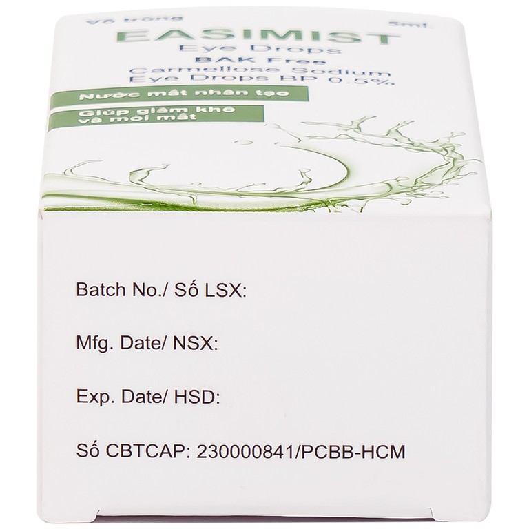 Nước mắt nhân tạo Easimist Eye Drops Indiana Ophthalmics giúp giảm khô và mỏi mắt (5ml)