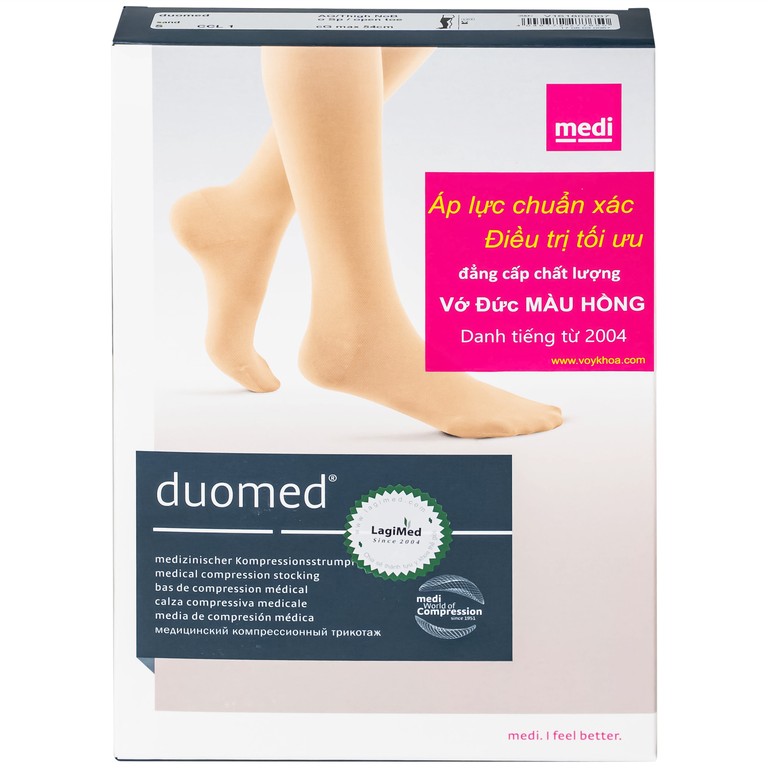 Vớ đùi y khoa Medi Duomed size S hỗ trợ điều trị giãn tĩnh mạch, phù chân, đau nhức chân (1 đôi)