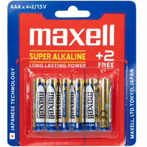 Pin kiềm Maxell Super Alkaline AAA LR3(GD) dùng cho các thiết bị điện tử thông dụng (4+2 viên)