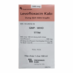 Dung dịch truyền tĩnh mạch Levofloxacin 500mg Kabi điều trị nhiễm khuẩn như viêm phổi, nhiễm khuẩn da (100ml)