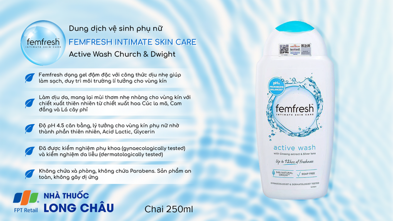 Femfresh màu xanh chính hãng giá tốt tại nhà thuốc Long Châu