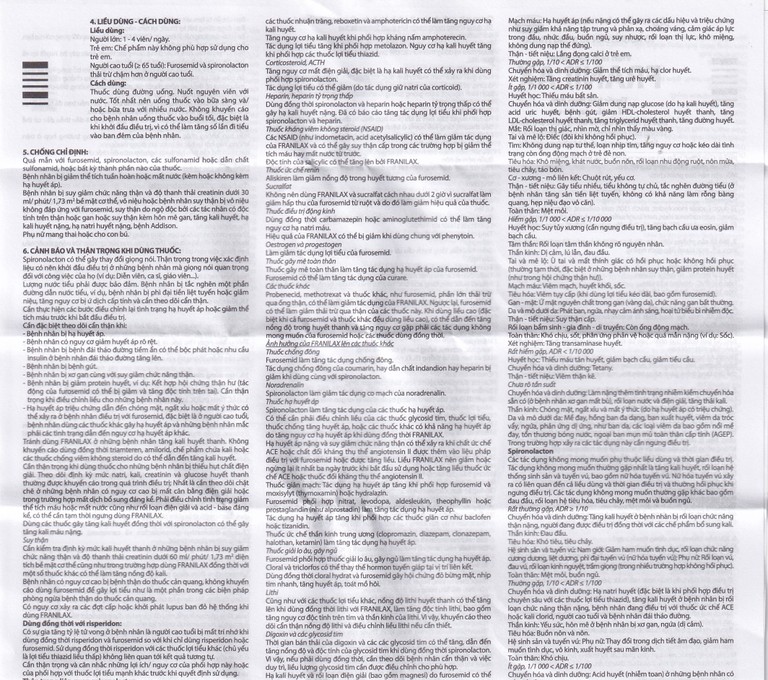 Thuốc Franilax 50mg/20mg Davipharm ngăn chặn sự tích tụ nước trong cơ thể (3 vỉ x 10 viên)