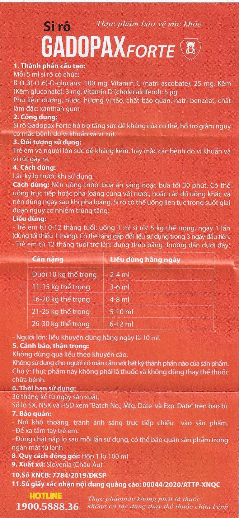 Siro Gadopax Forte hỗ trợ tăng sức đề kháng của cơ thể (100ml)