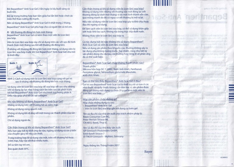 Gel trị sẹo Bepanthen Anti-Scar ngăn ngừa hình thành sẹo đỏ và sẹo lồi (20g)