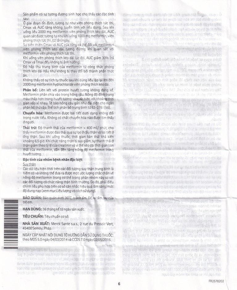 Thuốc Glucophage XR 750mg Merck điều trị tiểu đường típ 2 (2 vỉ x 15 viên)