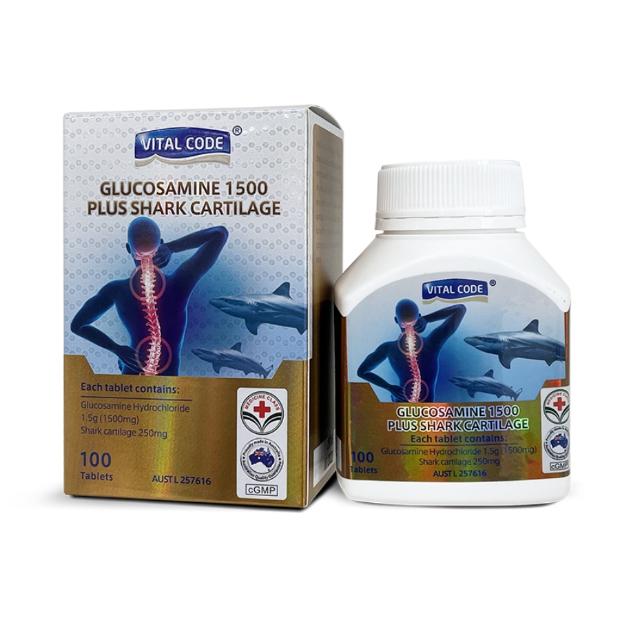 Thực phẩm bảo vệ sức khỏe Glucosamine 1500 Plus Shark Cartilage Vital Code (Hộp 100 viên)