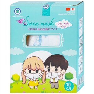 Khẩu trang 3D trẻ em quai vải Swan Mask ngăn giọt bắn, vi khuẩn, khói bụi (10 cái)