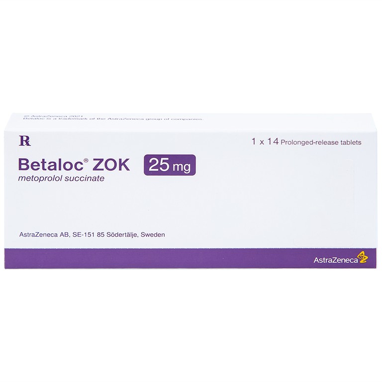 Thuốc Betaloc Zok 25mg AstraZeneca điều trị tăng huyết áp (1 vỉ x 14 viên)