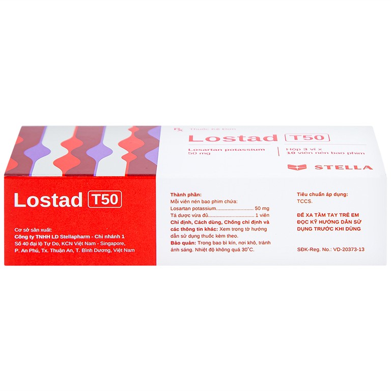 Thuốc Lostad T50 50mg Stella điều trị tăng huyết áp (3 vỉ x 10 viên)