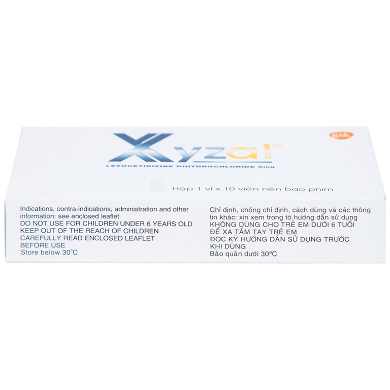 Thuốc Xyzal 5mg GSK điều trị triệu chứng viêm mũi dị ứng theo mùa (1 vỉ x 10 viên)