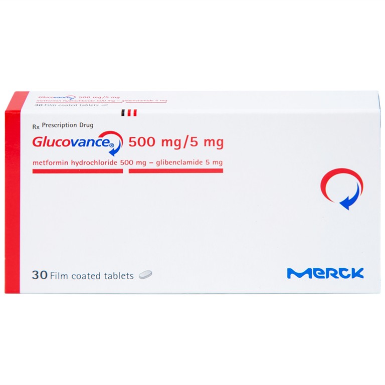 Thuốc Glucovance 500mg/5mg Merck điều trị bệnh đái tháo đường típ 2 (2 vỉ x 15 viên)