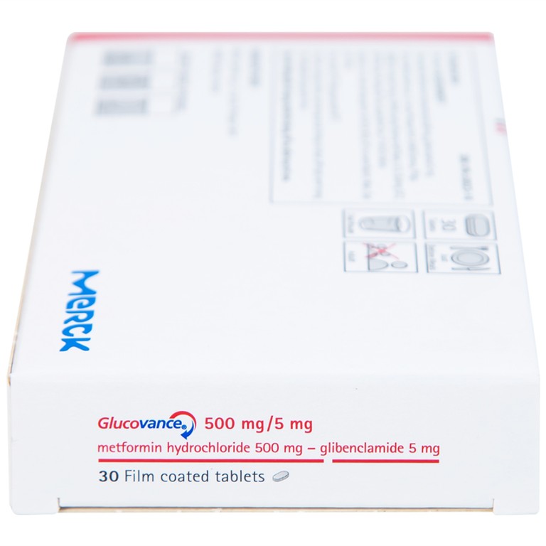 Thuốc Glucovance 500mg/5mg Merck điều trị bệnh đái tháo đường típ 2 (2 vỉ x 15 viên)