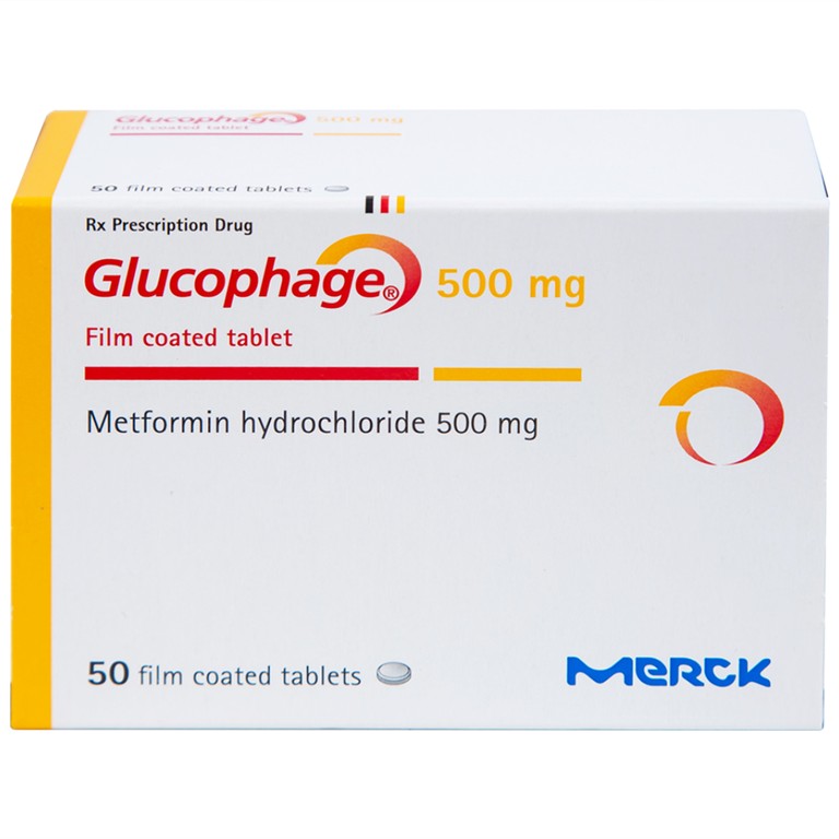 Thuốc Glucophage 500mg Merck điều trị đái tháo đường típ 2 (5 vỉ x 10 viên)