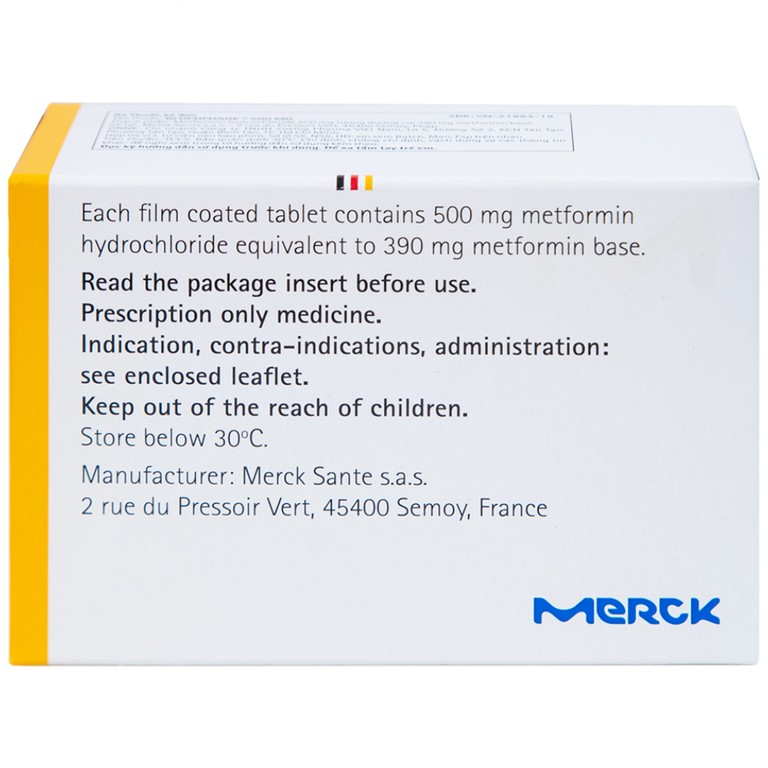 Thuốc Glucophage 500mg Merck điều trị đái tháo đường típ 2 (5 vỉ x 10 viên)