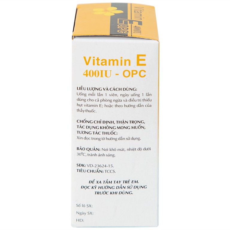 Thuốc Vitamin E 400IU OPC hỗ trợ điều trị thiếu Vitamin E (4 vỉ x 10 viên)