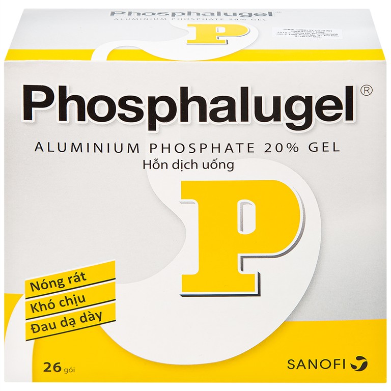 Hỗn dịch uống Phosphalugel Sanofi giảm độ axit của dạ dày (26 gói x 20g)