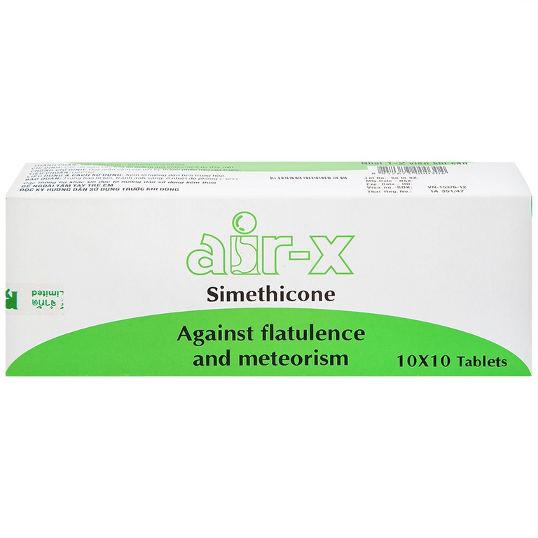 Viên nhai Air-X hương bạc hà chống đầy hơi và chướng bụng (10 vỉ x 10 viên)