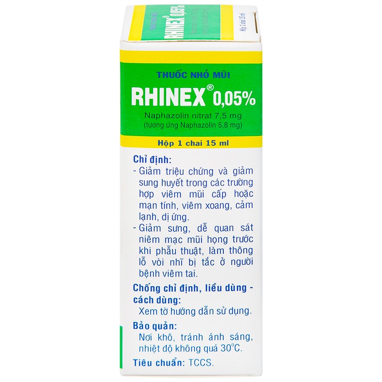 Thuốc nhỏ mũi Rhinex 0.05% Uphace giảm sung huyết, viêm xoang, viêm mũi dị ứng (15ml)