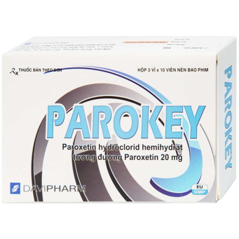 Viên nén Parokey 20mg DaViPharm điều trị trầm cảm, rối loạn ám ảnh cưỡng bức (3 vỉ x 10 viên)