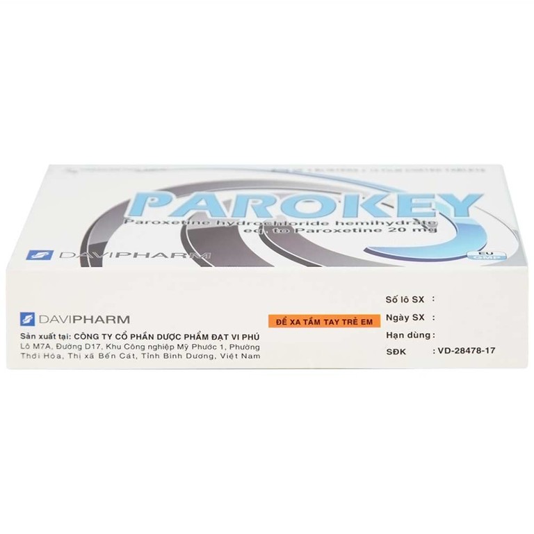 Viên nén Parokey 20mg DaViPharm điều trị trầm cảm, rối loạn ám ảnh cưỡng bức (3 vỉ x 10 viên)