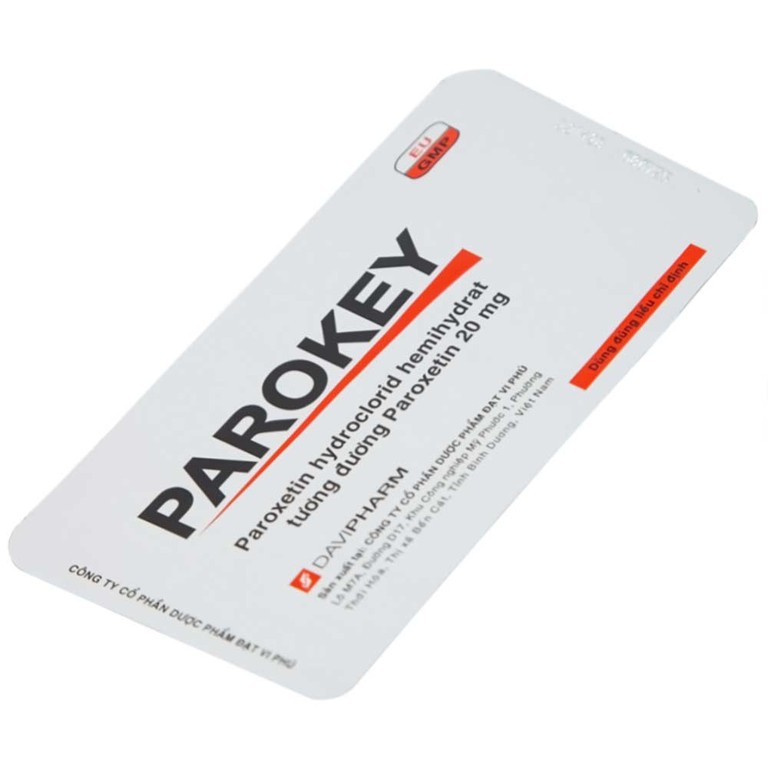 Viên nén Parokey 20mg DaViPharm điều trị trầm cảm, rối loạn ám ảnh cưỡng bức (3 vỉ x 10 viên)