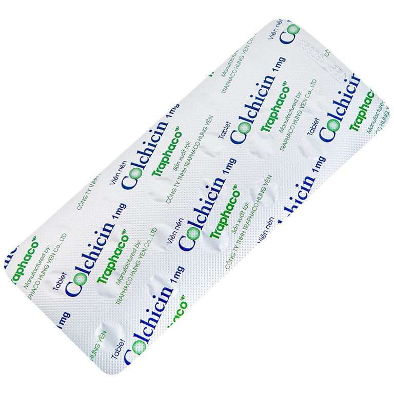 Thuốc Colchicin 1mg Traphaco phòng tái phát viêm khớp do gút và điều trị dài ngày bệnh gút (1 vỉ x 20 viên)