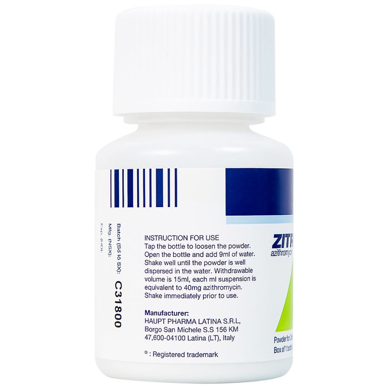 Bột pha hỗn dịch uống Zitromax 200mg/5ml Pfizer điều trị các chứng nhiễm khuẩn (15ml)