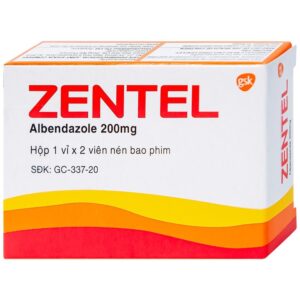 Thuốc Zentel Albendazole 200mg GSK điều trị các loại giun đường ruột nhạy cảm (1 vỉ x 2 viên)