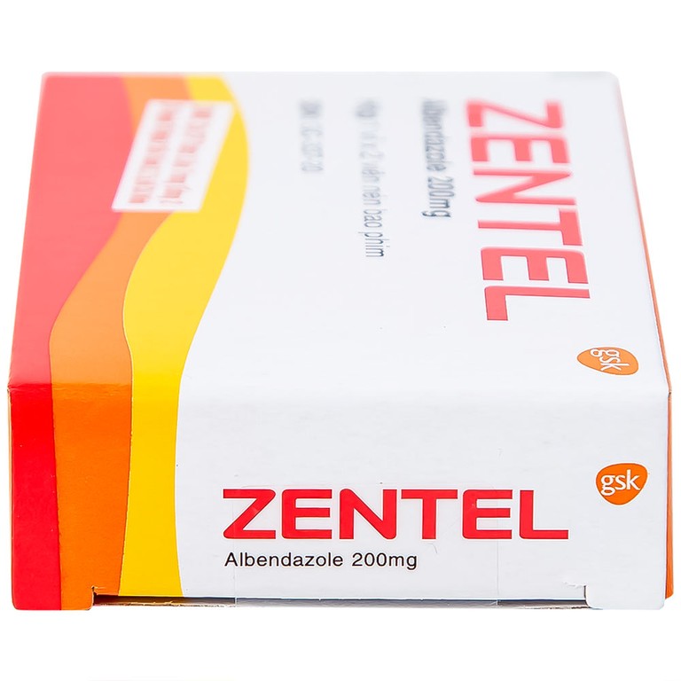 Thuốc Zentel Albendazole 200mg GSK điều trị các loại giun đường ruột nhạy cảm (1 vỉ x 2 viên)