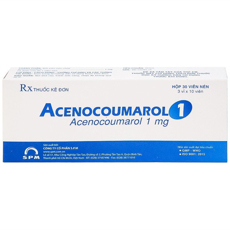 Thuốc Acenocoumarol 1 SPM điều trị và ngăn ngừa bệnh nghẽn mạch (3 vỉ x 10 viên)