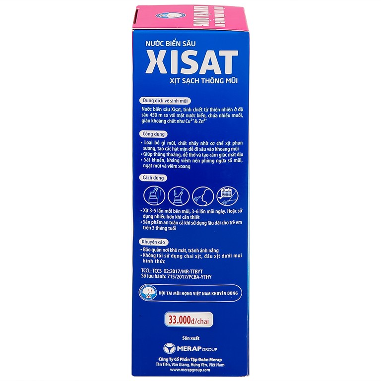 Xịt mũi nước biển sâu Xisat 75ml xịt sạch thông mũi dùng cho trẻ em