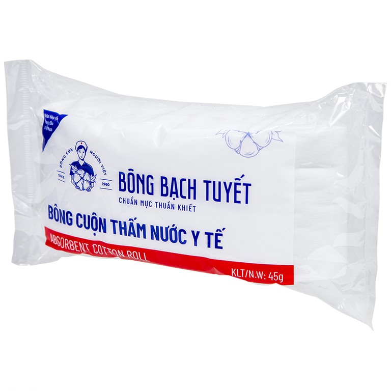 Bông y tế thấm nước Bạch Tuyết dùng trong chăm sóc cá nhân và y tế (45g)