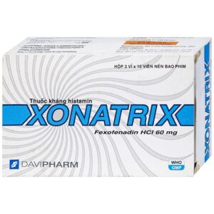 Thuốc Xonatrix 60mg DaviPharm điều trị triệu chứng viêm mũi dị ứng theo mùa (3 vỉ x 10 viên)