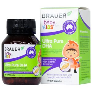 Viên nhai Brauer Baby & Kids Ultra Pure DHA hỗ trợ phát triển não bộ, sức khỏe cho mắt (60 viên)