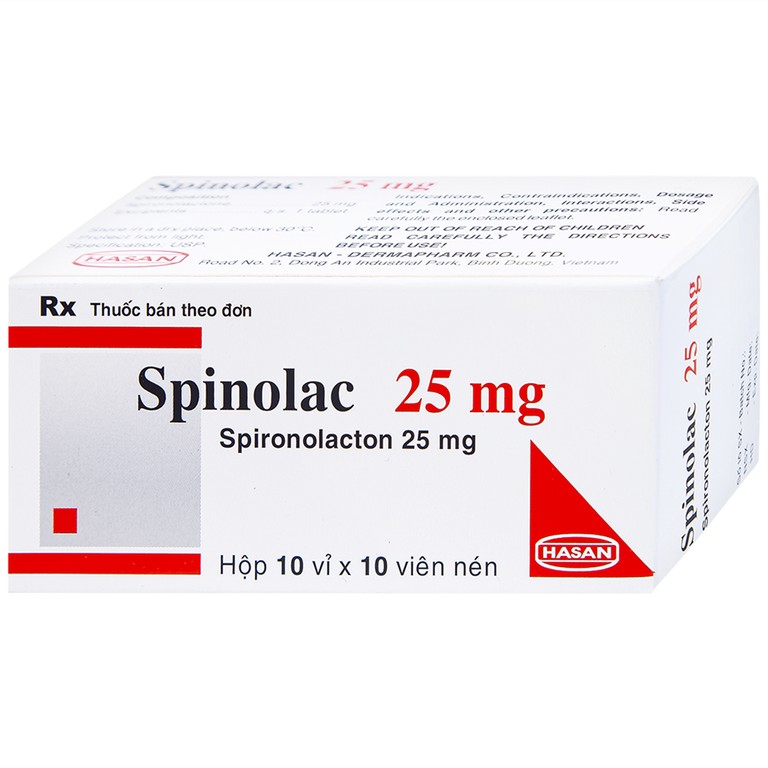 Thuốc Spinolac 25mg Hasan điều trị phù do tim sung huyết (10 vỉ x 10 viên)