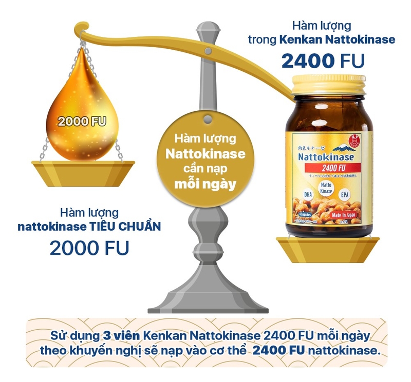 Viên uống Kenkan Nattokinase 2400 FU 60 viên hỗ trợ giảm huyết khối, bảo vệ tim mạch 2